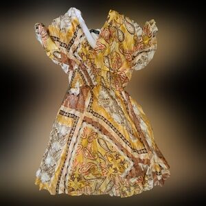 Paisley Print Yellow and Brown Dress